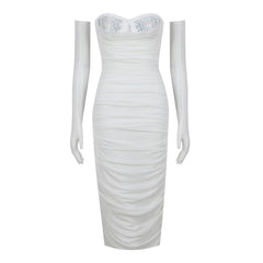 Chic Strapless Ruched Mesh Dress