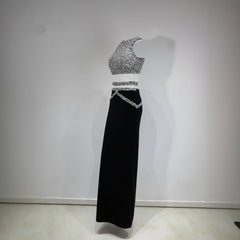 Chic Rhinestone Evening Party Dress