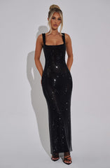 ALLURE SPARKLE MAXI DRESS-BLACK