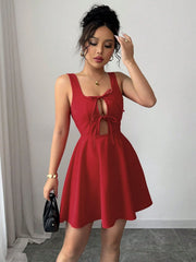 Tie Front Wide Strap Dress