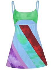 Cutout Color Block Cami Dress