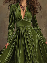 Ruffled Hem Long Sleeve Dress
