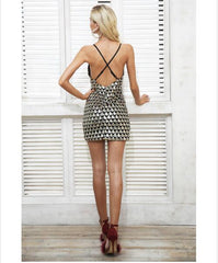Fish Scaly Sequins Tight Sling Bag Hip Dress