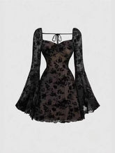 Lace Flare Sleeve Mini Dress
