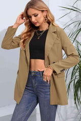 Lapel Neck Long Sleeve Blazer with Pockets