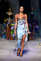 Alyia Satin Diamonate Slit Maxi Dress