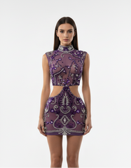 Asina Slim-fit Diamond Skinny Hollow-out Dress