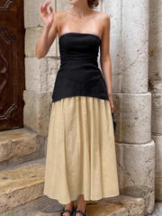 Back Zipper Tube Top and Midi Skirt Set