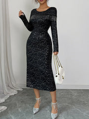 Sequined Long Sleeve Bodycon Dress