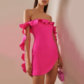 Three-dimensional Ruffle Bandage Dress