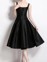 A-Line Silhouette Midi Sleeveless Dress