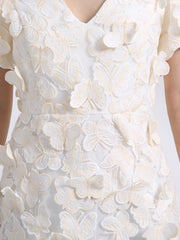 Butterfly V-Neck Puff Sleeve Mini Dress