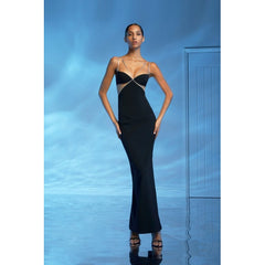 Celebria Black Metallic Cutout Dress