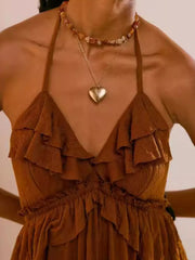 Ruffled Halter Neck Maxi Dress