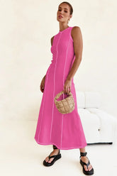 Contrast Stitching Maxi Tank Dress