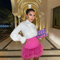 Chic Feather Wrapped Hip Skirt