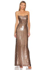 Aleka Sequin Backless Maxi Dress