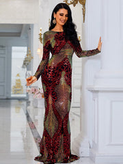 Alyia Sequin Maxi Evening Dress