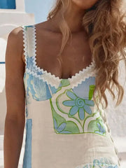 Tied Back Printed Maxi Dress