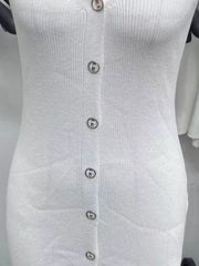 Halter Neck Button-Front Bodycon Dress