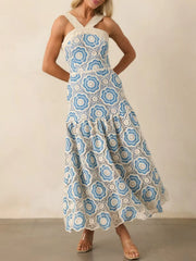 Lace Sleeveless Tiered Midi Dress