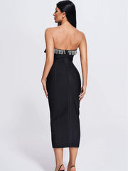 Alyia Low Cut Strapless Black Bandage Dress