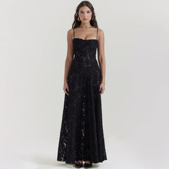 BERIA PRINCES BLACK MESH MAXI DRESS