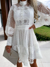 Lace Lantern Sleeve Mini Dress
