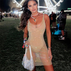 Sequined Sexy Hollow-out Camisole Dress