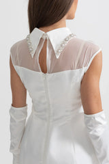 YARNA SATIN MINI DRESS-WHITE