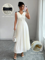 Buttoned Sleeveless Maxi Tank Dress