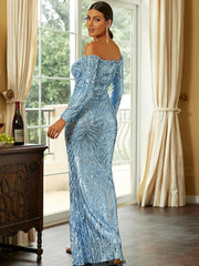 Derika Off Shoulder Split Sequin Dress