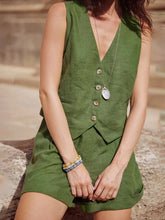 Button Up Vest and Shorts Set