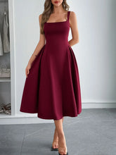 Square Neck Wide Strap Midi Dress