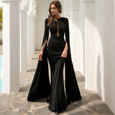 Alyia Split Sleeve Mesh Insert Maxi Prom Dress