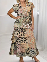 Ruffle Layered Printed Maxi Dress