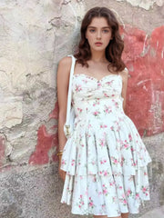 Floral Layered Cami Dress with Ruffle Details