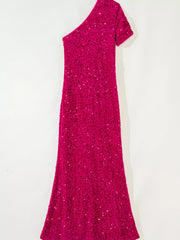 Sequin One-Shoulder Dress with High Slit