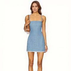 Elegant Light Blue Sweet Mini Dress