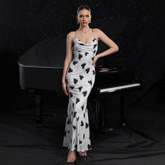 ARILA SATIN BACKLESS HOLIDAY DRESS