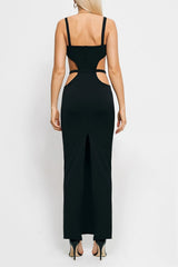 Alyia Suspender Waist Split Skirt Dress