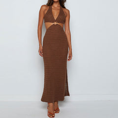 V-neck Waist Back Lace Up Beach Skirt Dress