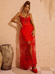 Alyia Maxi Corset Mesh Dress