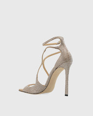 Aryana Rhinestone Strap Sandals In Gold