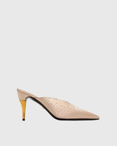 Asher Rhinestone Satin Mules In Beige
