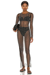 Anaka See-through Diamond Mesh Dress