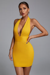 Lemily Knitted Deep V-Neck Halter Bandage dress