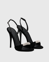 Babe Rhinestone Velvet Slingback Sandals In Black