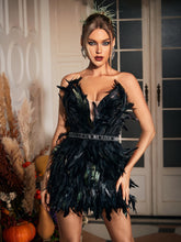 Alyia Backless Tube Top Feather Slim Dress