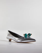 Bay Beads Metallic Kitten Heels In Silver